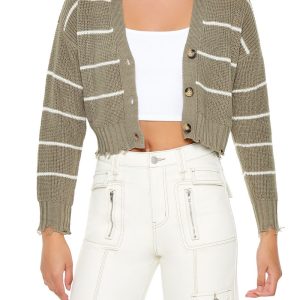 Pinstriped Cardigan Sweater