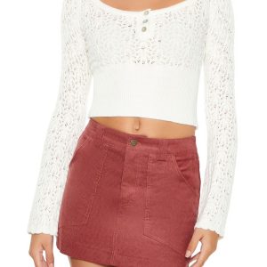 Cropped Pointelle Sweater