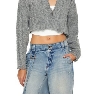 Cable Knit Sharkbite Half-Zip Sweater