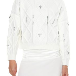 Marled Faux Gem Sweater