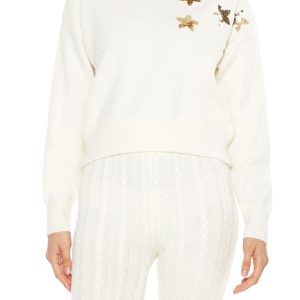 Sequin Star Drop-Sleeve Sweater