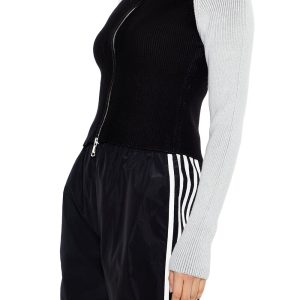 Two-Tone Raglan Zip-Up Sweater