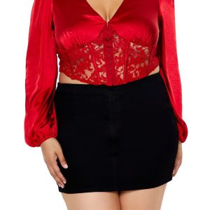 Plus Size Satin Corset Crop Top