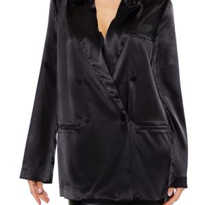 Satin Double-Breasted Blazer