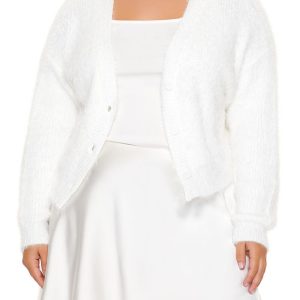 Plus Size Fuzzy Cardigan Sweater