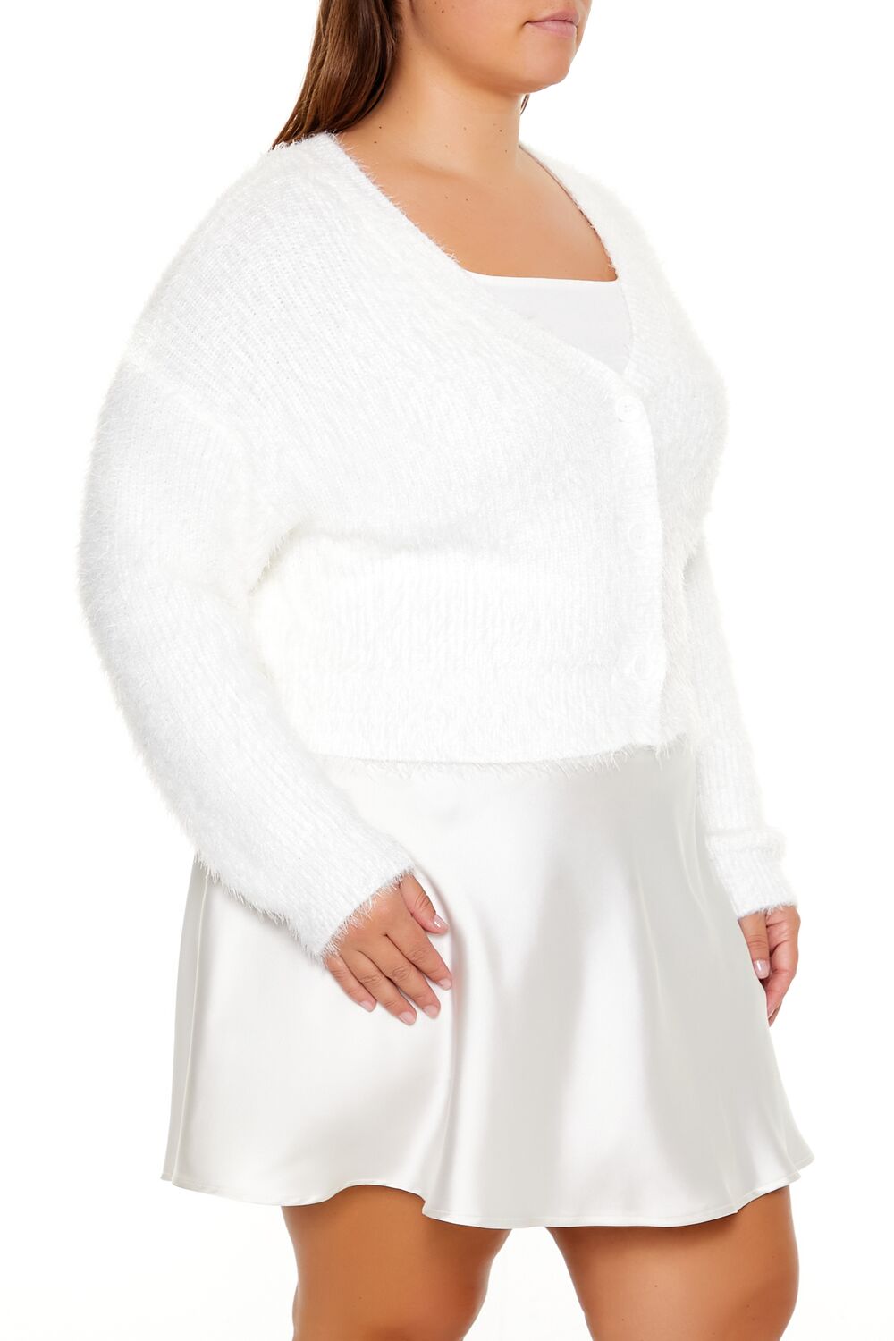 Plus Size Fuzzy Cardigan Sweater - Image 4