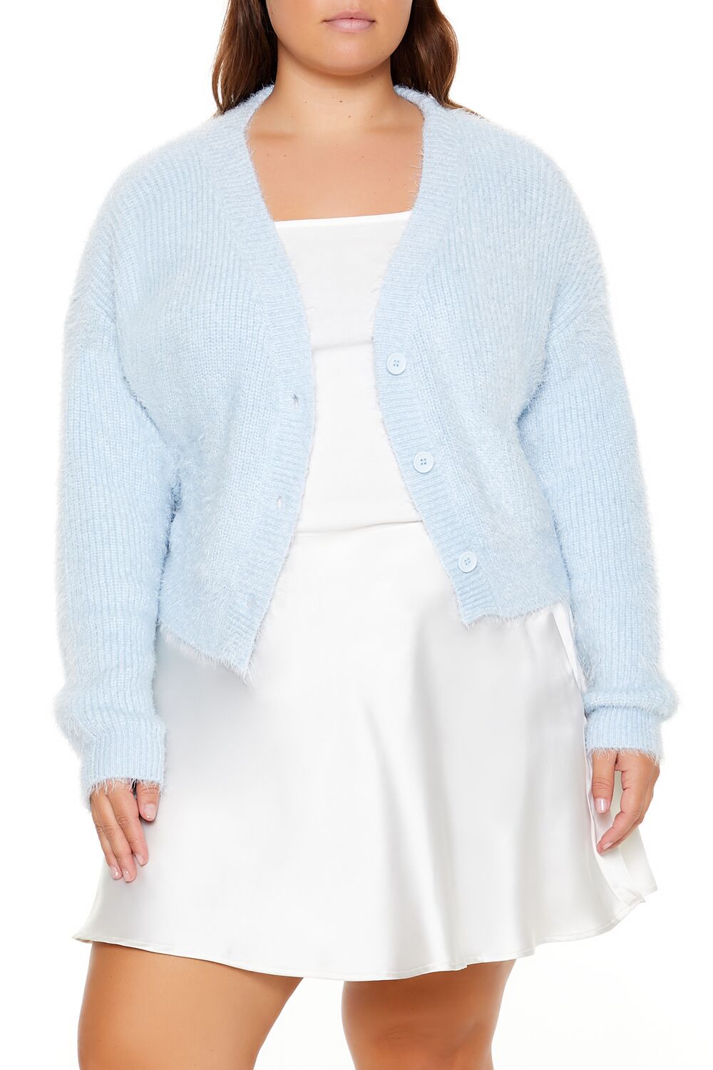 Plus Size Fuzzy Cardigan Sweater - Image 6