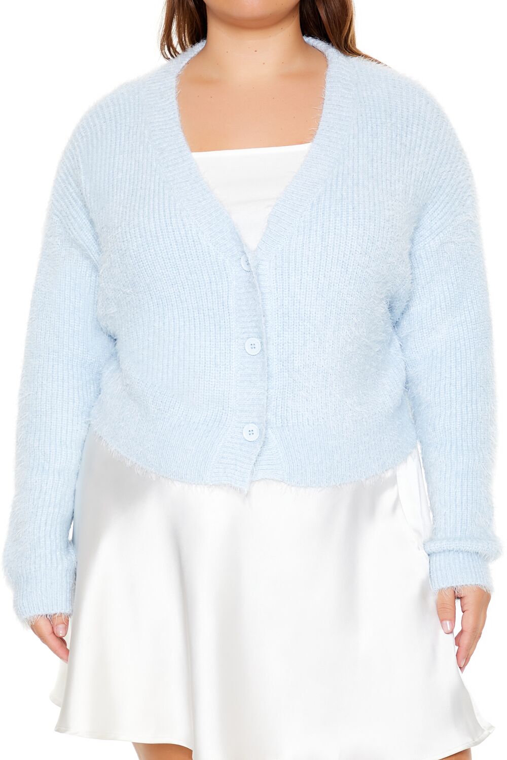 Plus Size Fuzzy Cardigan Sweater - Image 8