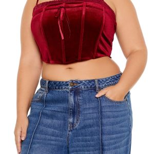 Plus Size Velvet Cropped Cami