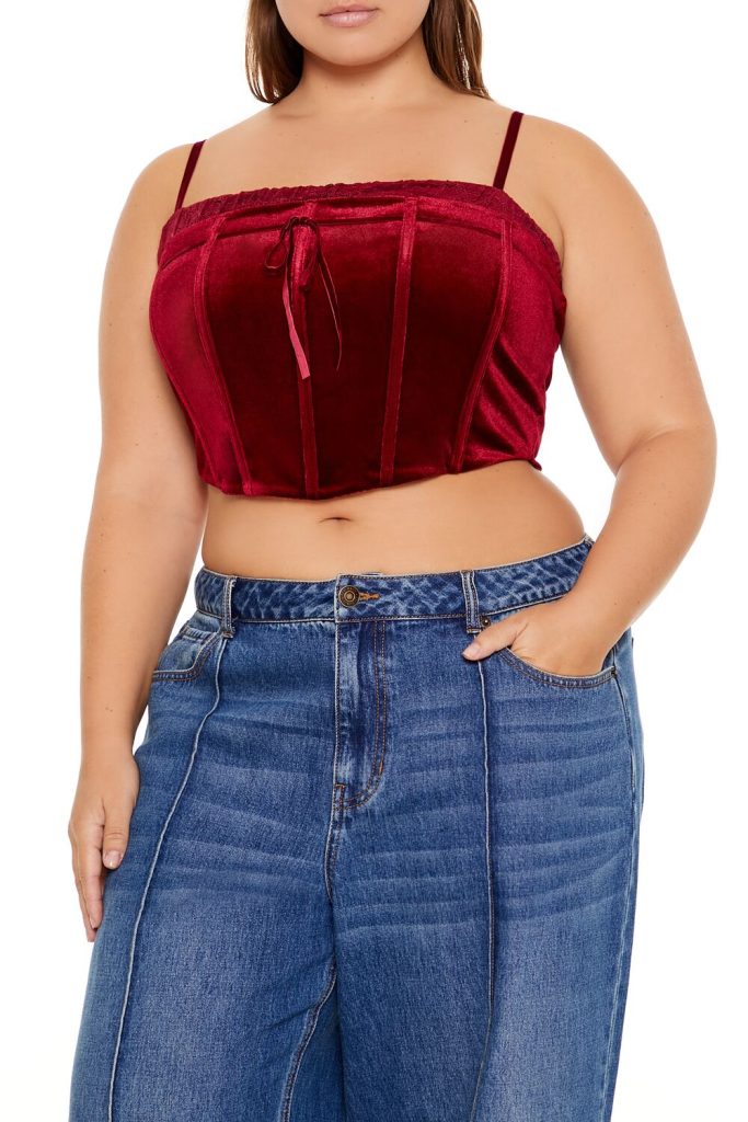 Plus Size Velvet Cropped Cami