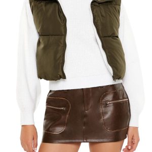 Quilted Cropped Zip-Up Vest