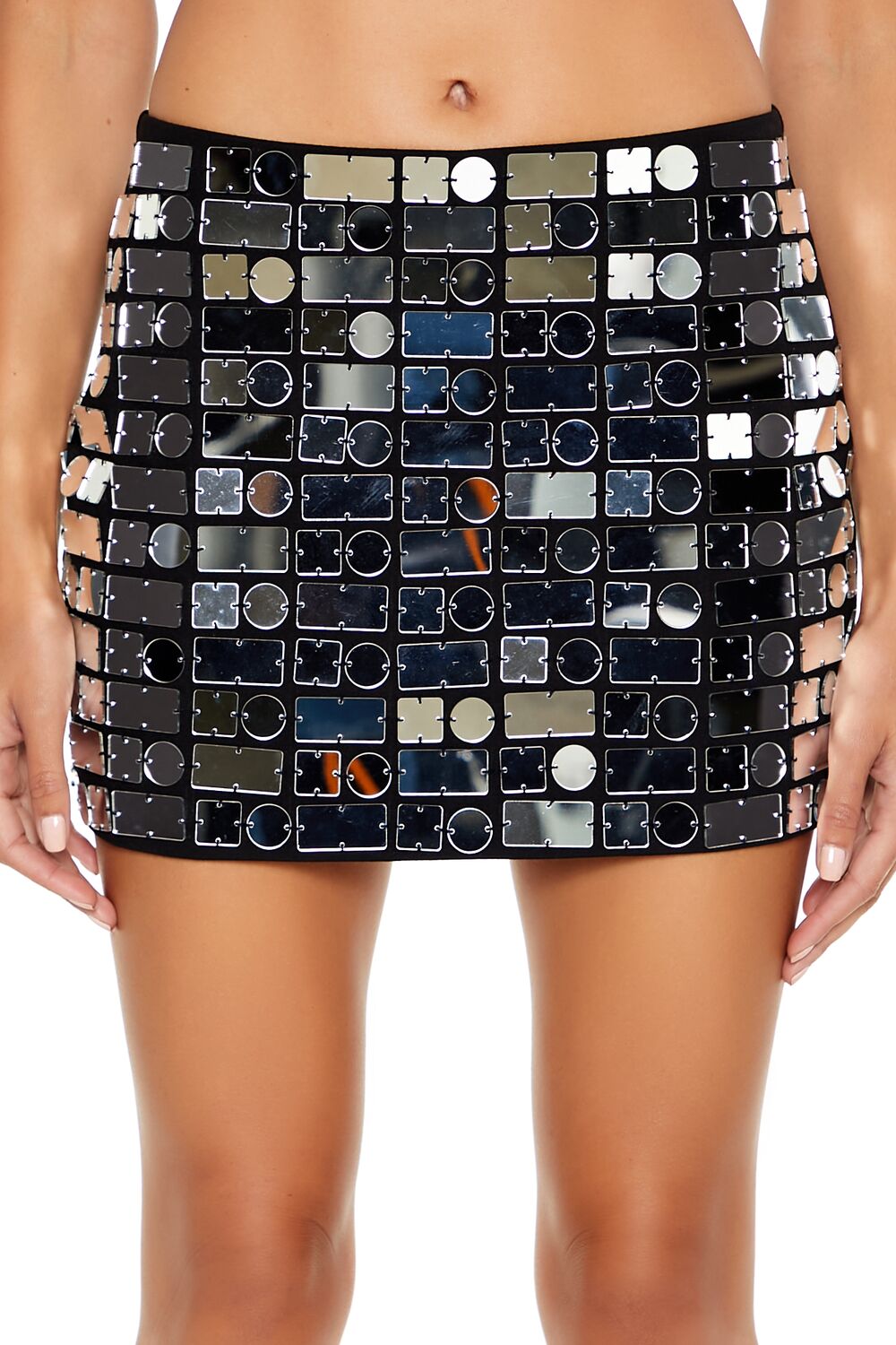 Metallic Mirrored Geo Mini Skirt - Image 5