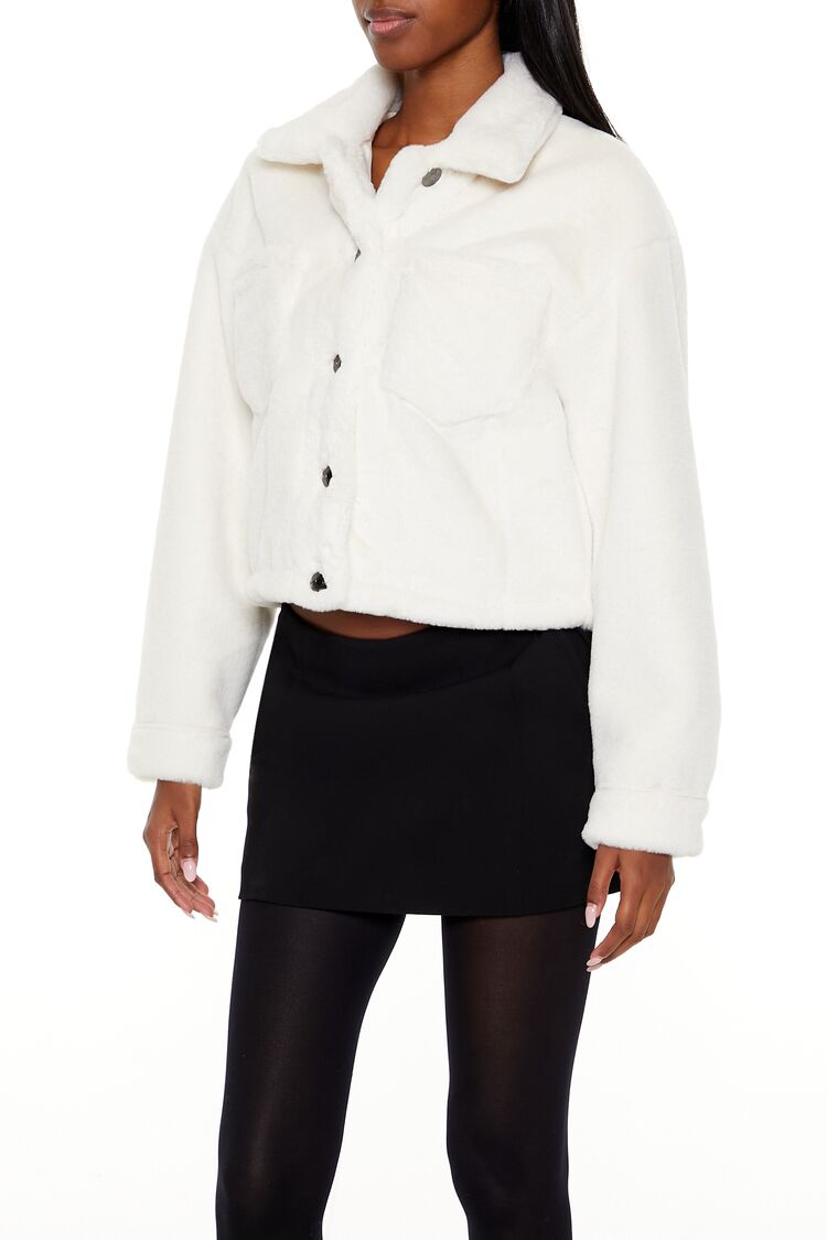 Faux Fur Cropped Shacket - Image 4