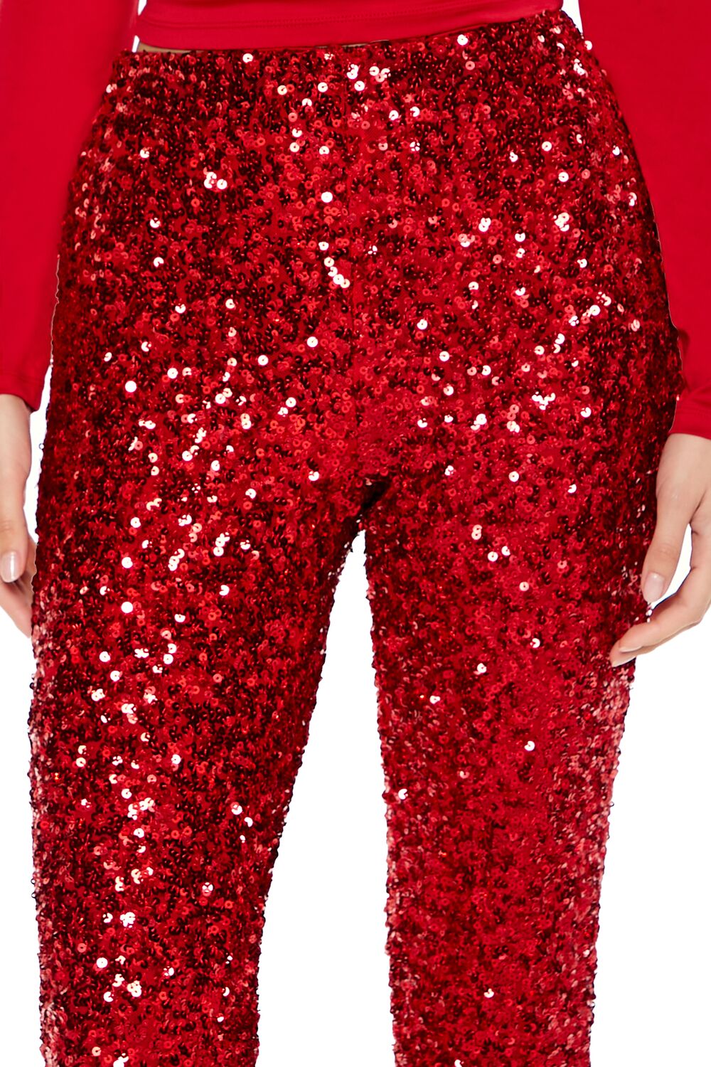 Sequin Mid-Rise Flare Pants - Image 5