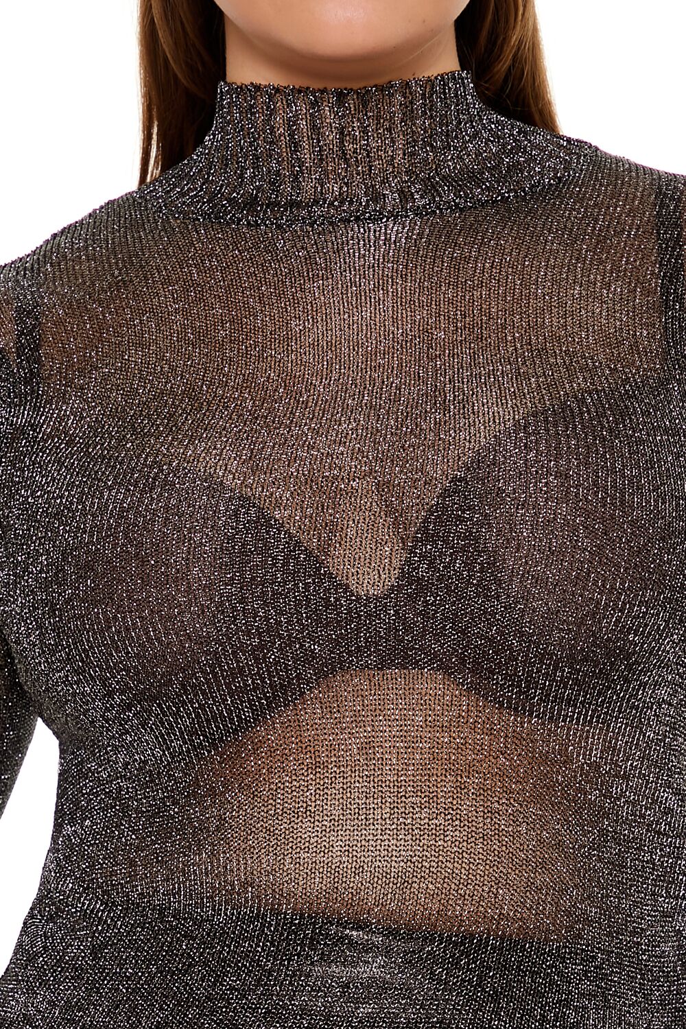 Plus Size Sheer Turtleneck Sweater - Image 3