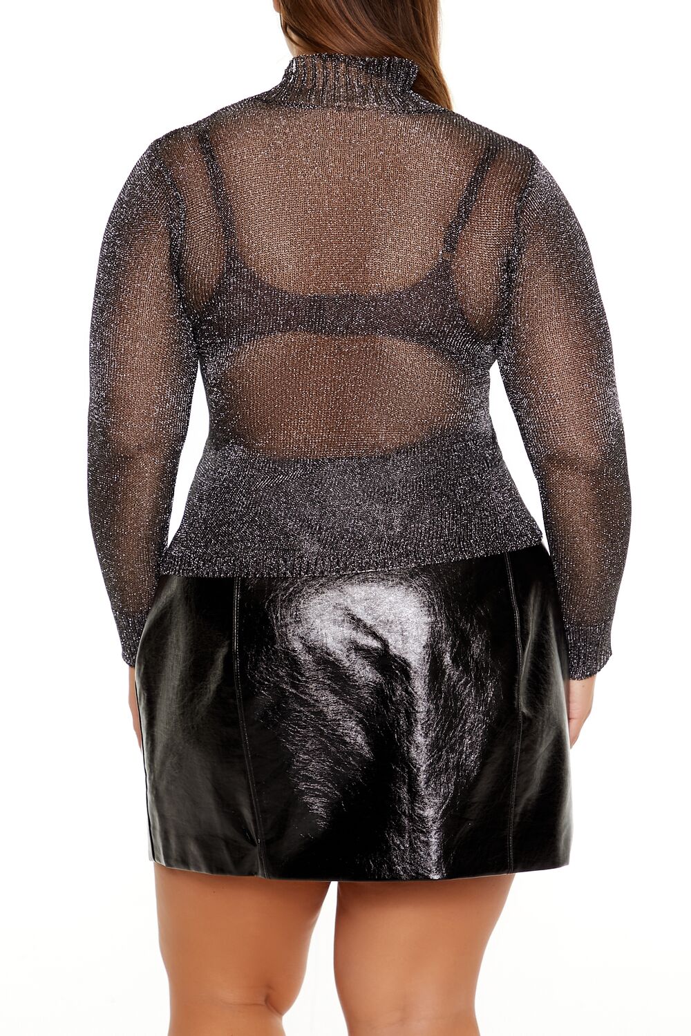 Plus Size Sheer Turtleneck Sweater - Image 5