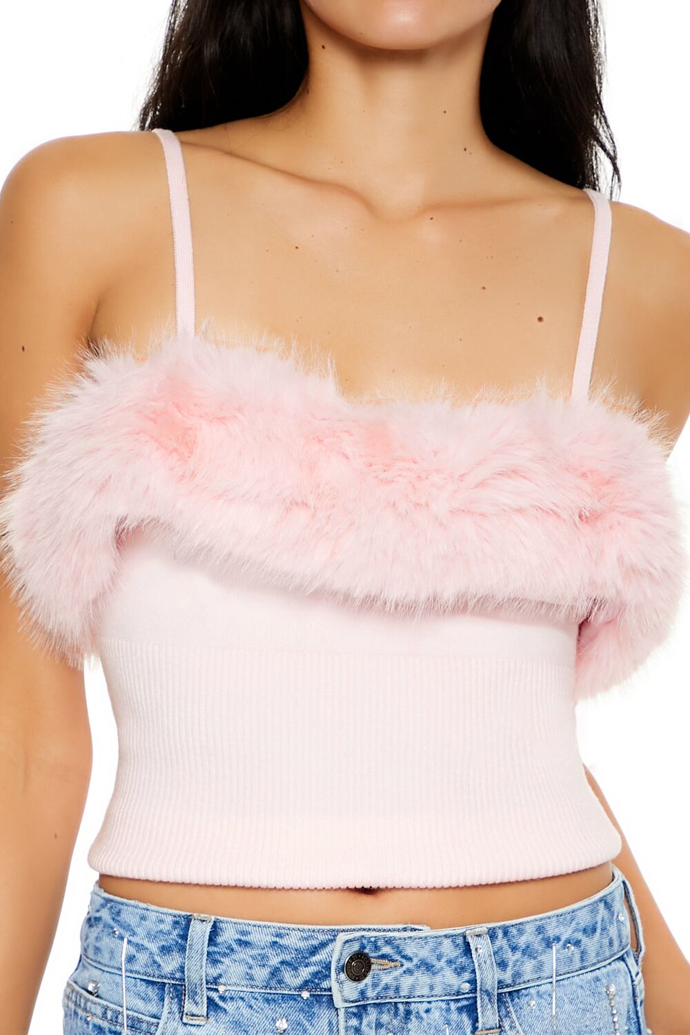 Faux Fur-Trim Sweater-Knit Cami - Image 8