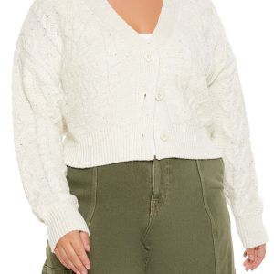 Plus Size Cable Knit Cardigan Sweater
