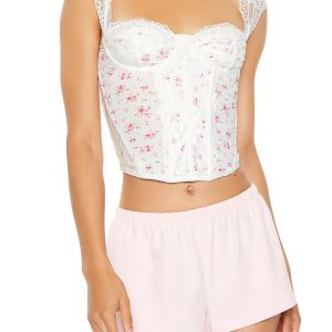 Floral Lingerie Corset Crop Top