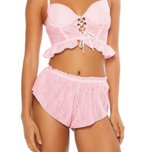 Ruffle Lace-Up Lingerie Corset Cami