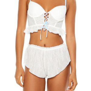 Ruffle Lace-Up Lingerie Corset Cami