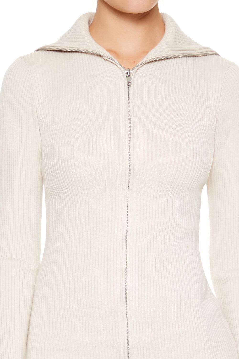 Bodycon Zip-Up Mini Sweater Dress - Image 5