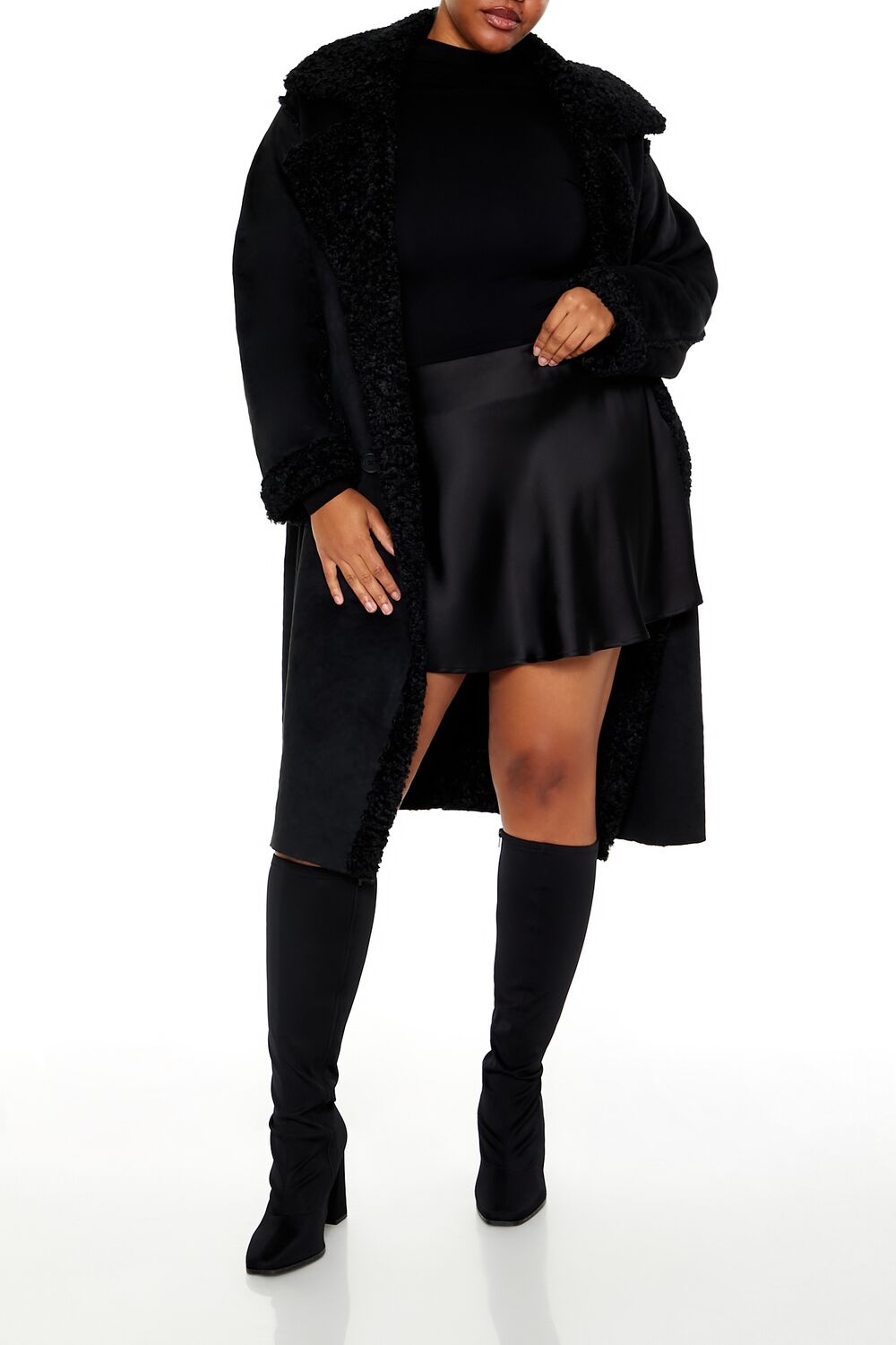 Faux Shearling & Suede Coat