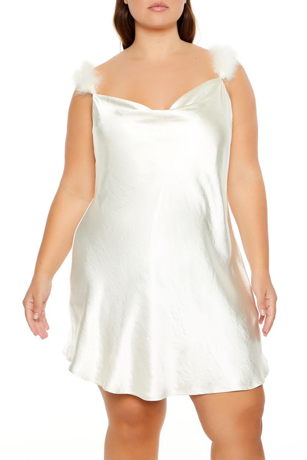 Plus Size Faux Fur-Trim Mini Dress - Image 2