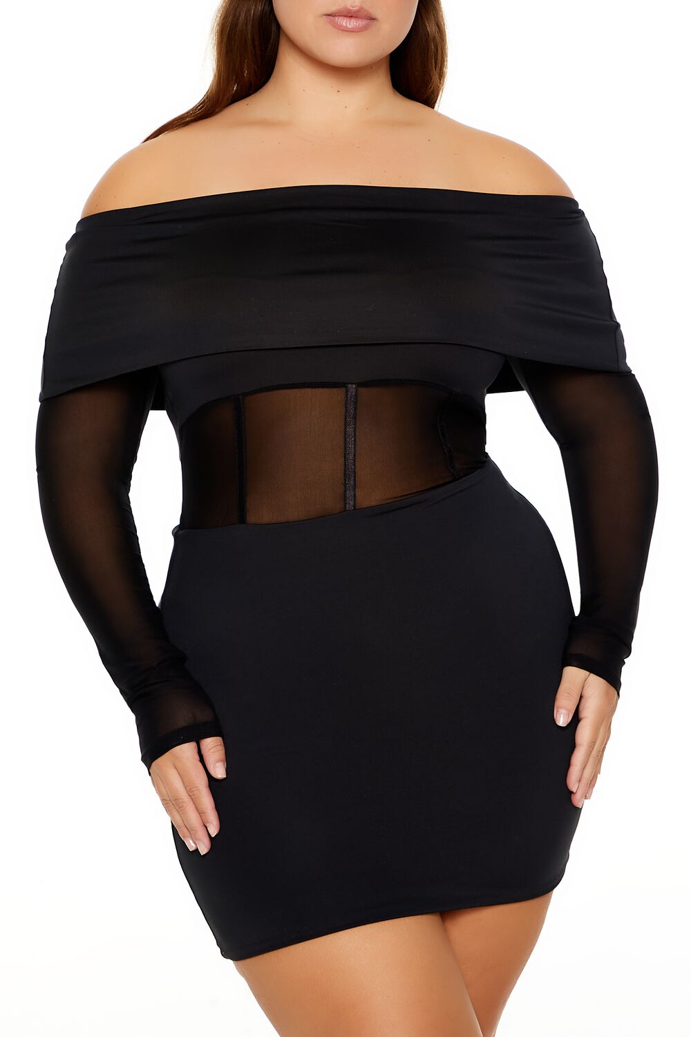 Plus Size Sheer Foldover Mini Dress - Image 2