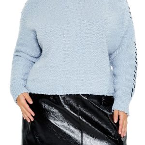 Plus Size Whipstitched Turtleneck Sweater