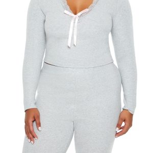 Plus Size Lace-Trim Crop Top