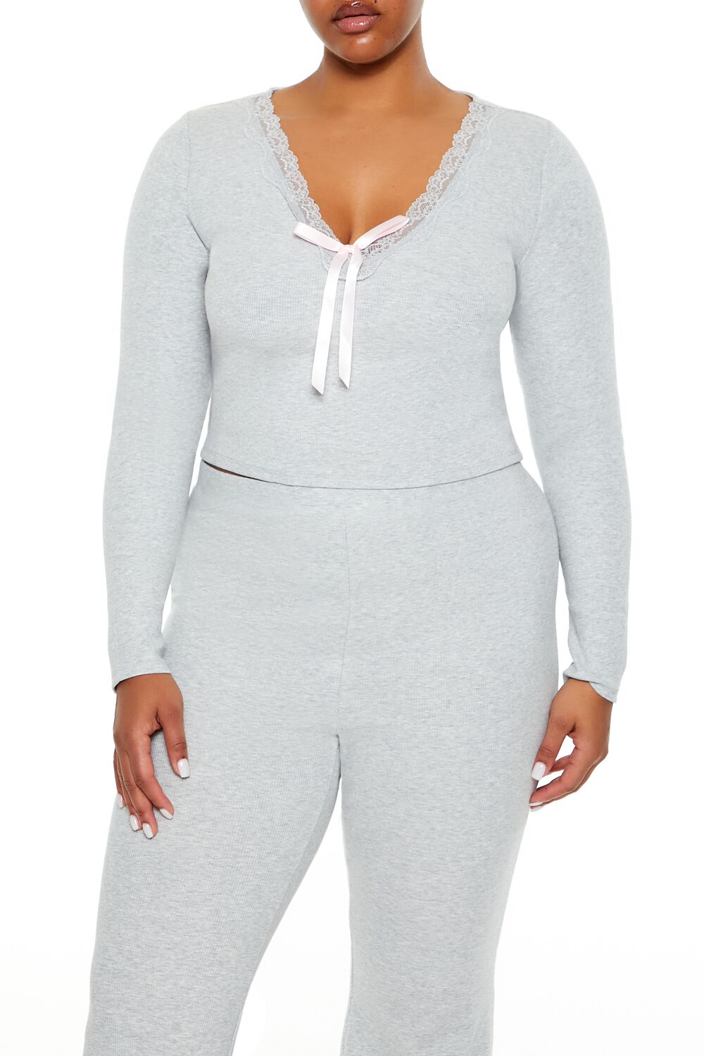 Plus Size Lace-Trim Crop Top