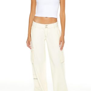 Twill Wide-Leg Cargo Pants