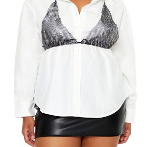 Plus Size Rhinestone Bikini Combo Shirt
