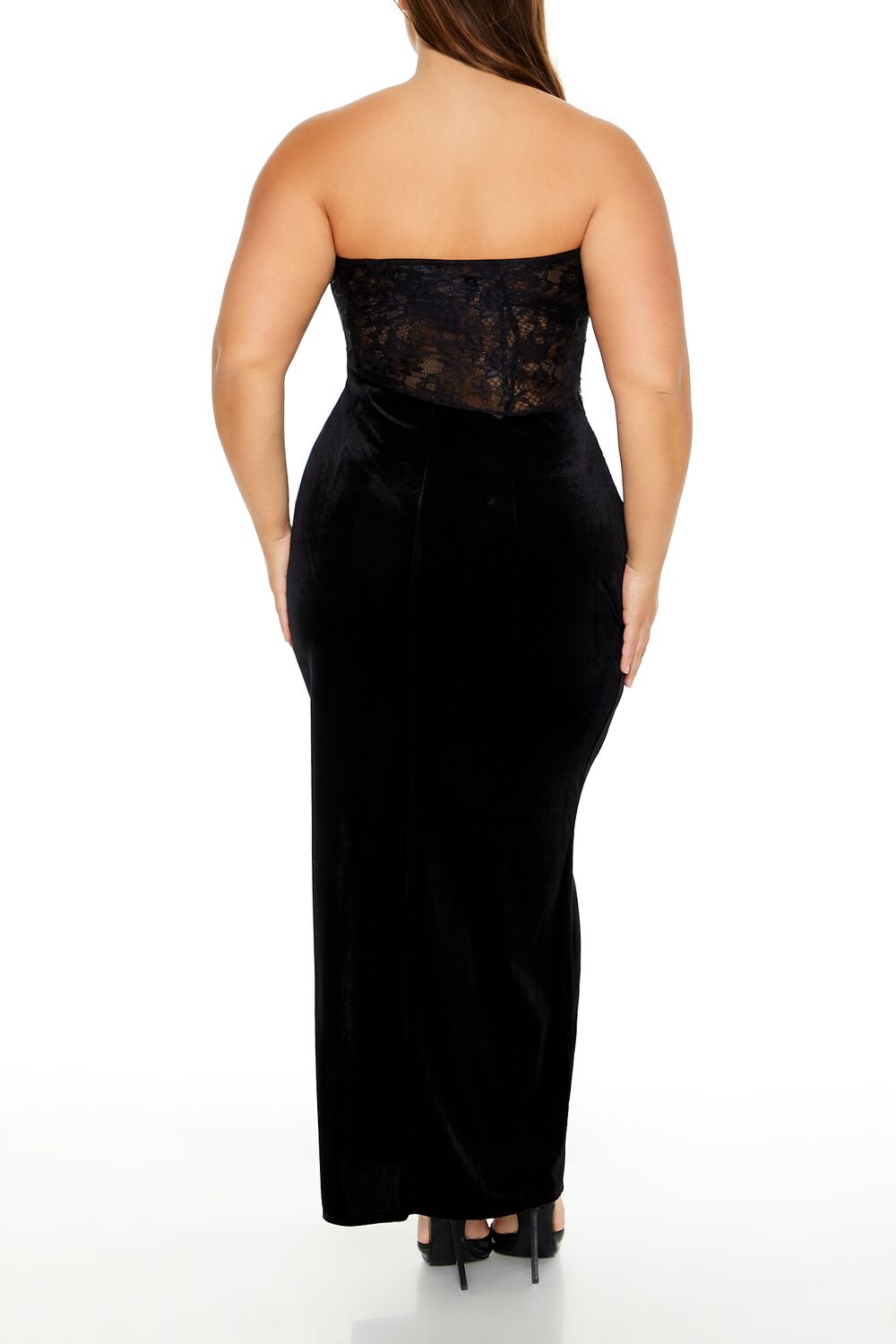 Plus Size Lace & Velour Maxi Dress - Image 4