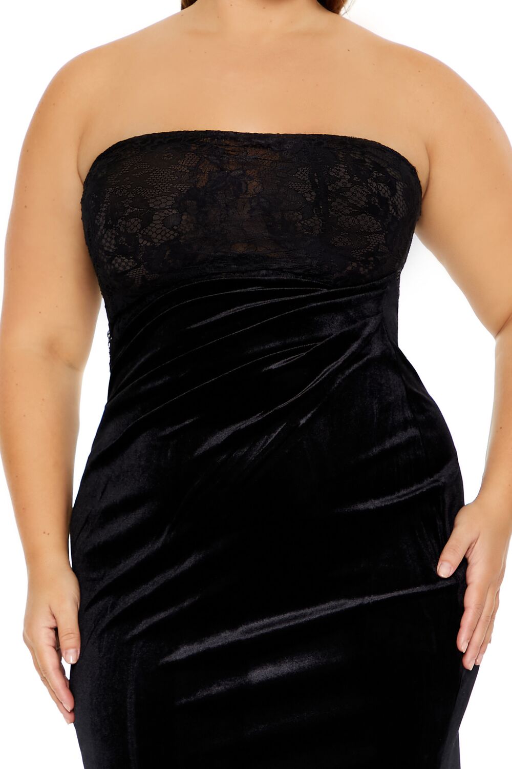 Plus Size Lace & Velour Maxi Dress - Image 5