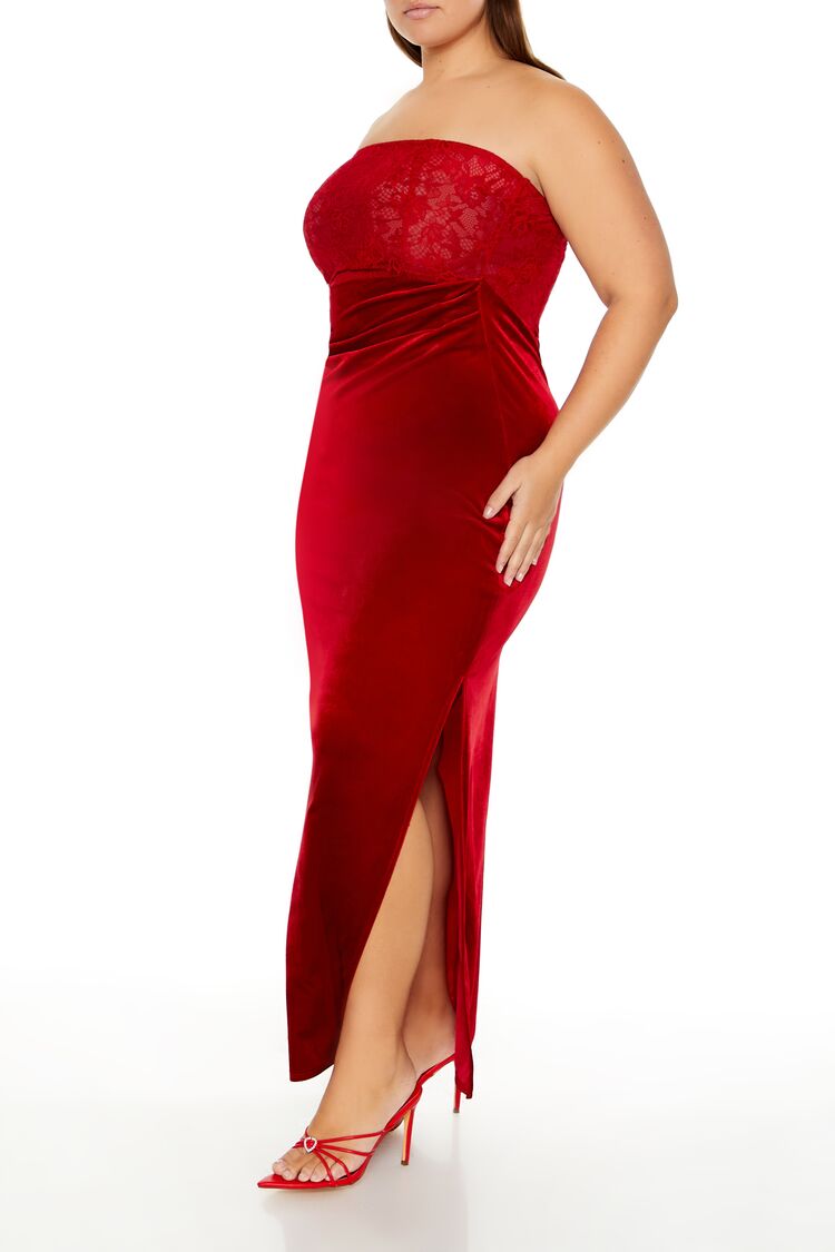 Plus Size Lace & Velour Maxi Dress - Image 8