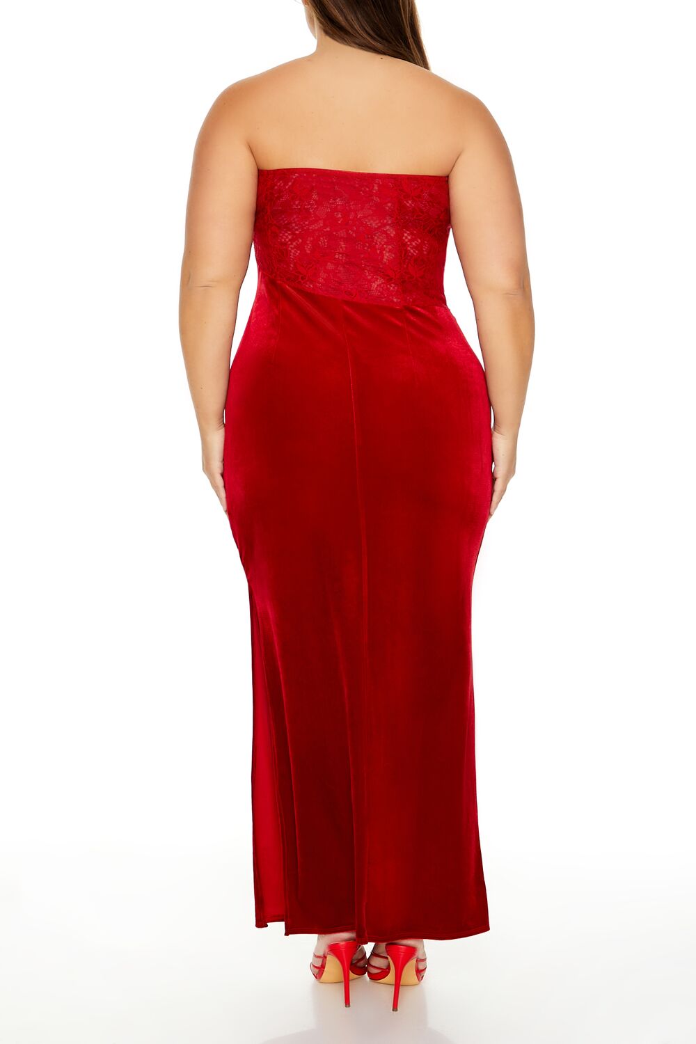 Plus Size Lace & Velour Maxi Dress - Image 9