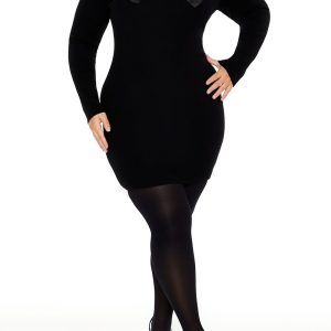 Plus Size Satin Bow Mini Dress