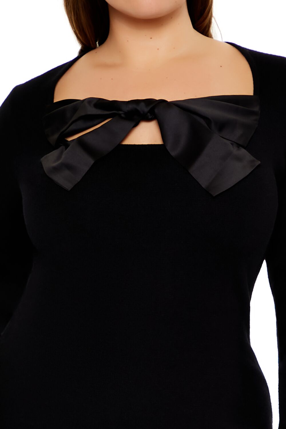 Plus Size Satin Bow Mini Dress - Image 5