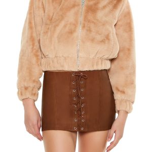 Plush Cropped Bomber Jacket