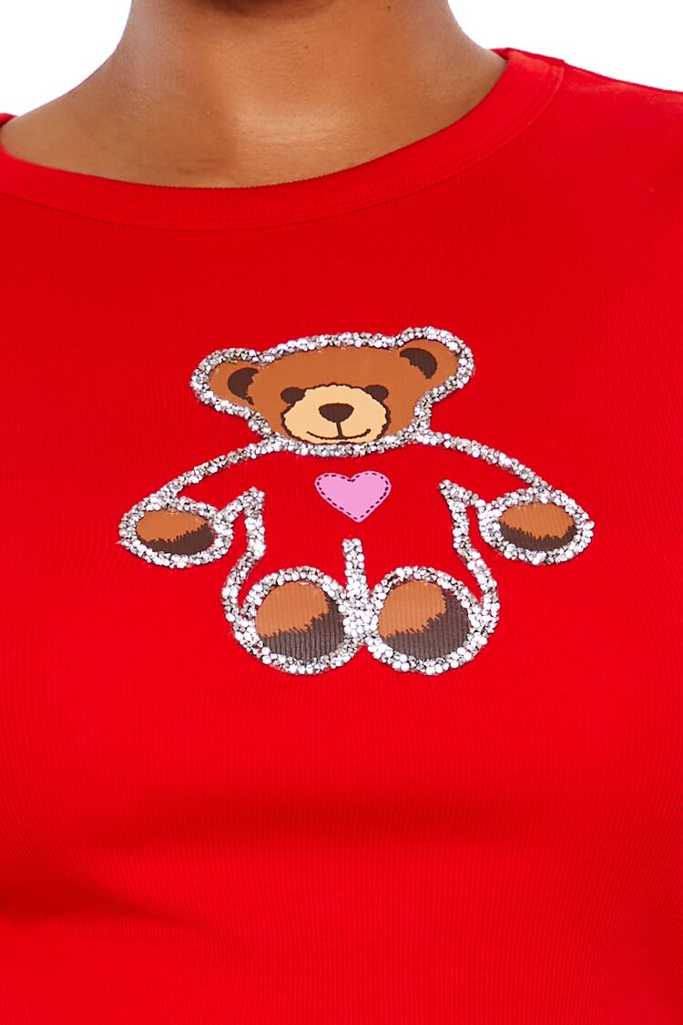 Plus Size Sequin Teddy Bear Baby Tee - Image 3