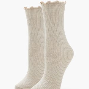 Ribbed Lettuce-Edge Crew Socks
