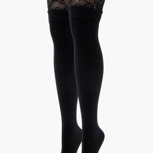 Scalloped Lace Thigh-High Socks