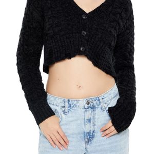 Cable Knit Cropped Cardigan Sweater
