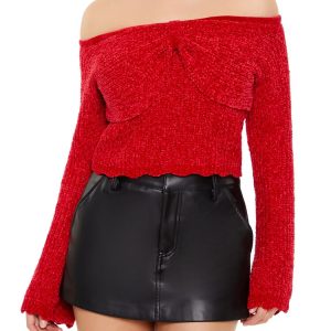 Off-the-Shoulder Bow Sweater