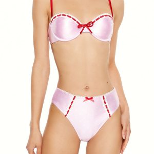 Satin Laced Hearts Underwire Bikini Top