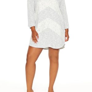 Plus Size Lace Chevron Mini Dress