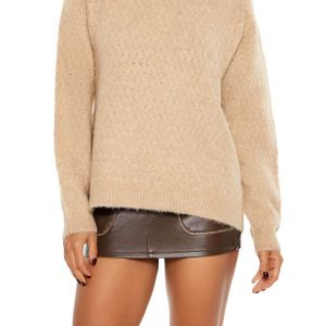 Fuzzy Textured Knit Sweater