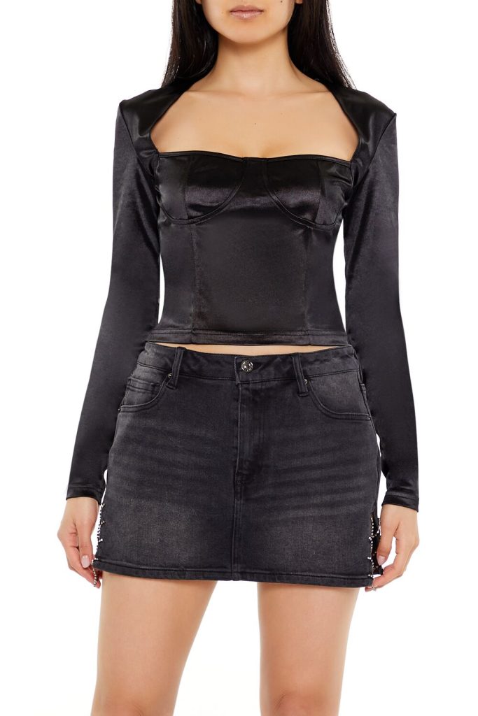 Square-Neck Bustier Crop Top